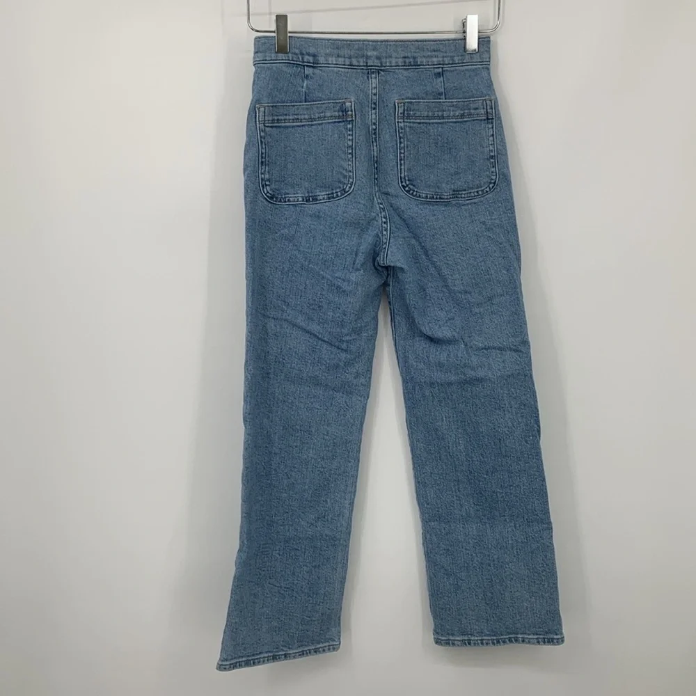 J Crew slim wide leg cropped jeans side button nautical medium blue wash 24